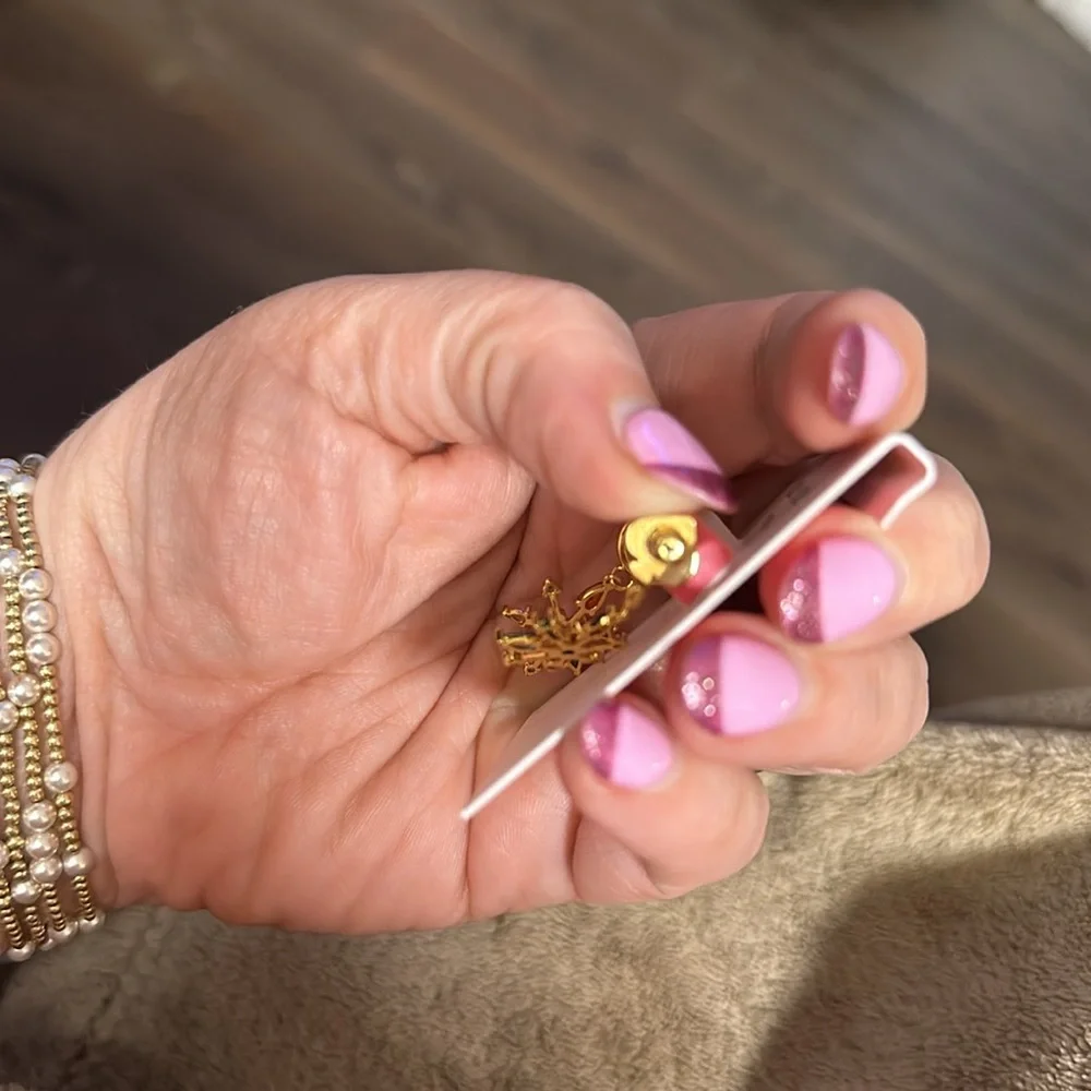 KATE SPADE NEW YORK Firework Floral Gold Tone Huggie Drop Earrings - Picture 3 of 3